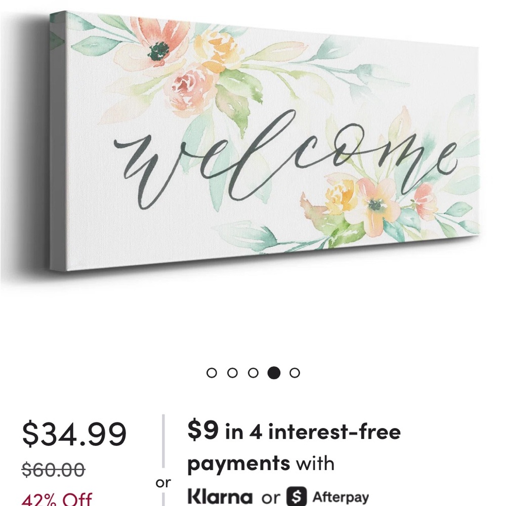 Floral Welcome Canvas Wall Art 8”x20”
